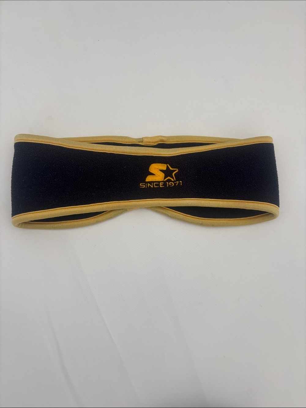 STARTER Navy Fleece Headband with Yellow Trim